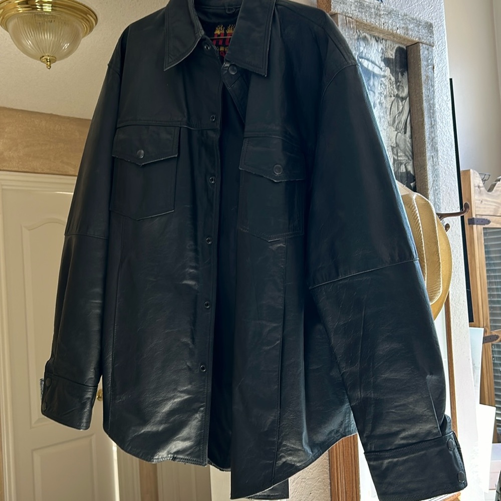 Men’s/women’s Hot leathers black shirt jacket